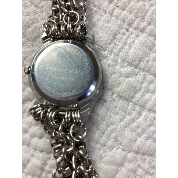 Francescas Multi-Chain Silver Tone Necklace Watch *White Face & Black Numerals - Picture 3 of 4